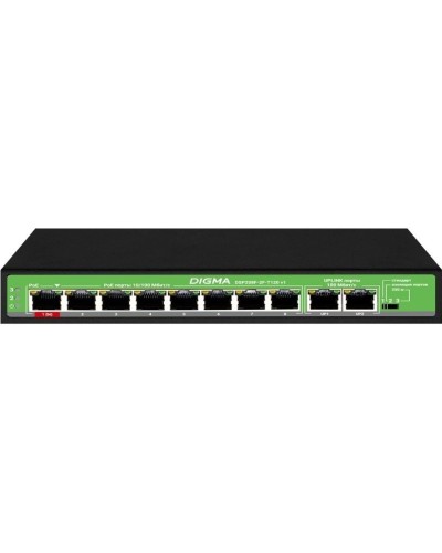 DSP208F-2F-T120 DSP208F-2F-T120 V1 (L2) 10х100Мбит/с 8PoE 8PoE+ 120W. Коммутатор с питанием по PoE. Digma в Курске
