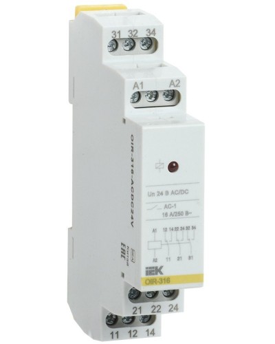 Реле промежуточное модульное OIR 3 контакта 16А 24В AC/DC (OIR-316-ACDC24V). Реле промежуточное модульное. IEK в Курске