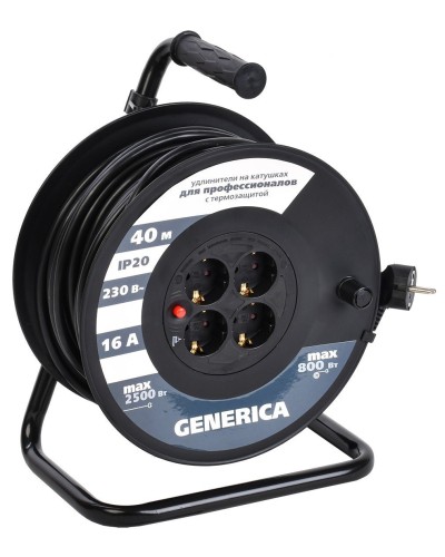 УК40 4 места 2P+PE, 40м GENERICA (WKP20-16-04-40-G). Удлинитель на катушке с термозащитой, 3х1,5кв.мм. IEK в Курске