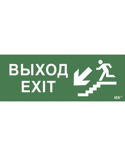 Самоклеящаяся этикетка Выход/лестница вниз/фигура для ССА (LPC10-1-35-13-VLVNF). Самоклеящаяся этикетка 240х90 мм. IEK в Курске