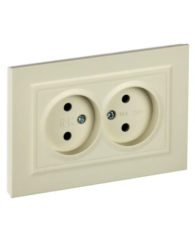 Розетка 2-местная без з/к РС12-2-БрКр бежевый BRITE (BR-R20-10-K10-F). Розетка без заземления без защитных шторок в сборе. IEK в Курске