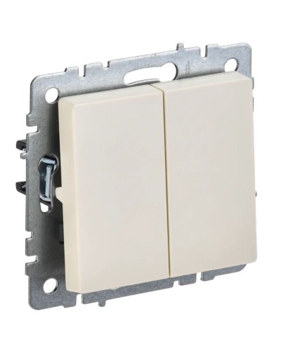 Выключатель 2-клавишный проходной ВС10-2-6-БрКр бежевый BRITE (BR-V22-0-10-K10). Выключатель. IEK в Курске
