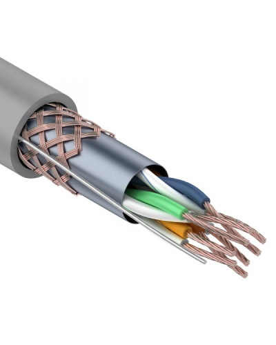 SF/UTP, CAT 5e, PVC, 4PR, 24AWG, INDOOR, STRANDED, серый, 305м, REXANT (01-0343). Кабель «витая пара» (LAN) для структурированных систем связи. Rexant в Курске