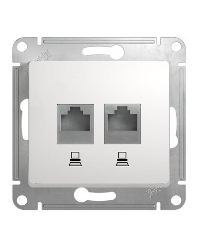 Glossa розетка RJ45+RJ45 2-местная, кат. 5Е, скрытой установки, механизм, белый (GSL000185KK). Розетка компьютерная. Systeme Electric в Курске