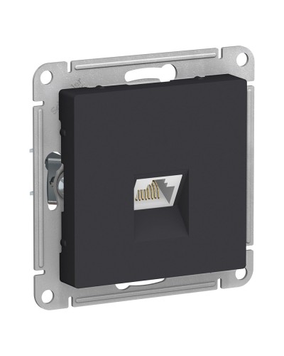 AtlasDesign розетка RJ45, кат. 5Е, 1-местная, скрытой установки, механизм, карбон (ATN001083). Розетка компьютерная. Systeme Electric в Курске