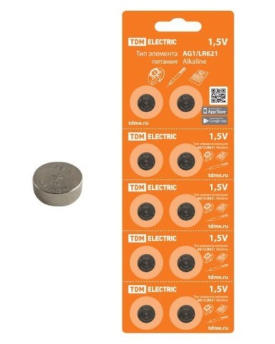 AG1/LR621 Alkaline 1,5V BP-10 TDM (SQ1702-0045). Элемент питания. TDM ЕLECTRIC в Курске
