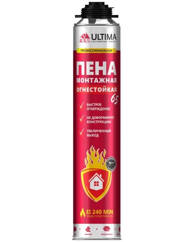 Пена огнестойкая ULTIMA PRO 65, 850 мл. Пена монтажная профессиональная. ULTIMA в Курске