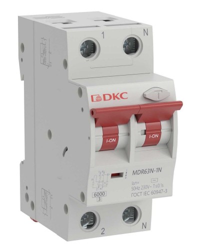 YON max MDR, 1P+N, 30mA, 32A, 6kA, А (MDR63N-1N2C32-A). Автоматический выключатель дифференциального тока. ДКС в Курске