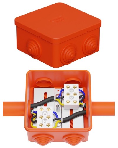 Коробка JBS080 85х85х50, 6 вых., 3P (0,15-10,0 мм²) (43301HF). Коробка монтажная, огнестойкая, без галогена. Экопласт в Курске