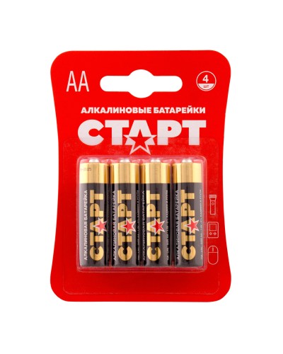 СТАРТ LR6-BL4 (1,5 В, AA, LR6), упак. 4 шт. БЛИСТЕР. Алкалиновые батарейки. СТАРТ в Курске