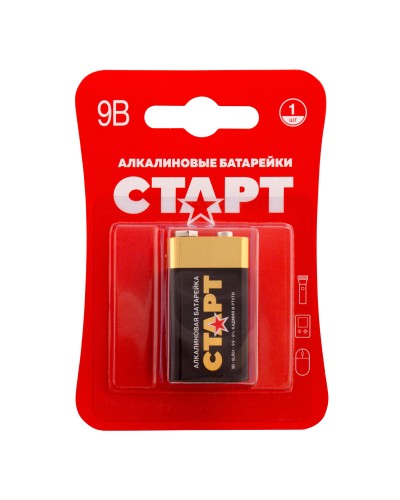СТАРТ 6LR61-BL1 (9 В, Крона,  6LR61), БЛИСТЕР. Алкалиновая батарейка. СТАРТ в Курске
